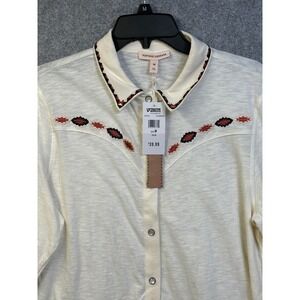 Vintage Threads Womens Cream Embroidered Western Snap Button Top CS16260CTSC M